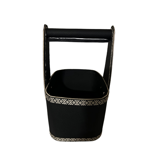 Canasto Matero Ecocuero Rígido Negro