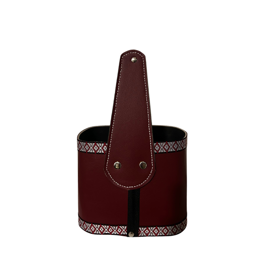 Canasto Matero Ecocuero Rígido Rojo