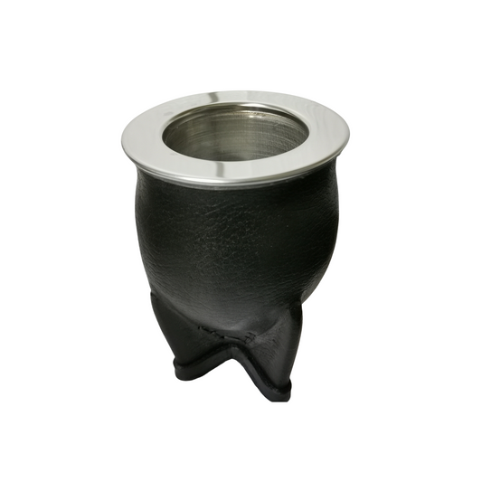 Mate Uruguayo Modelo Camionero de Acero Inoxidable Forrado en Cuero; Producto Artesanal