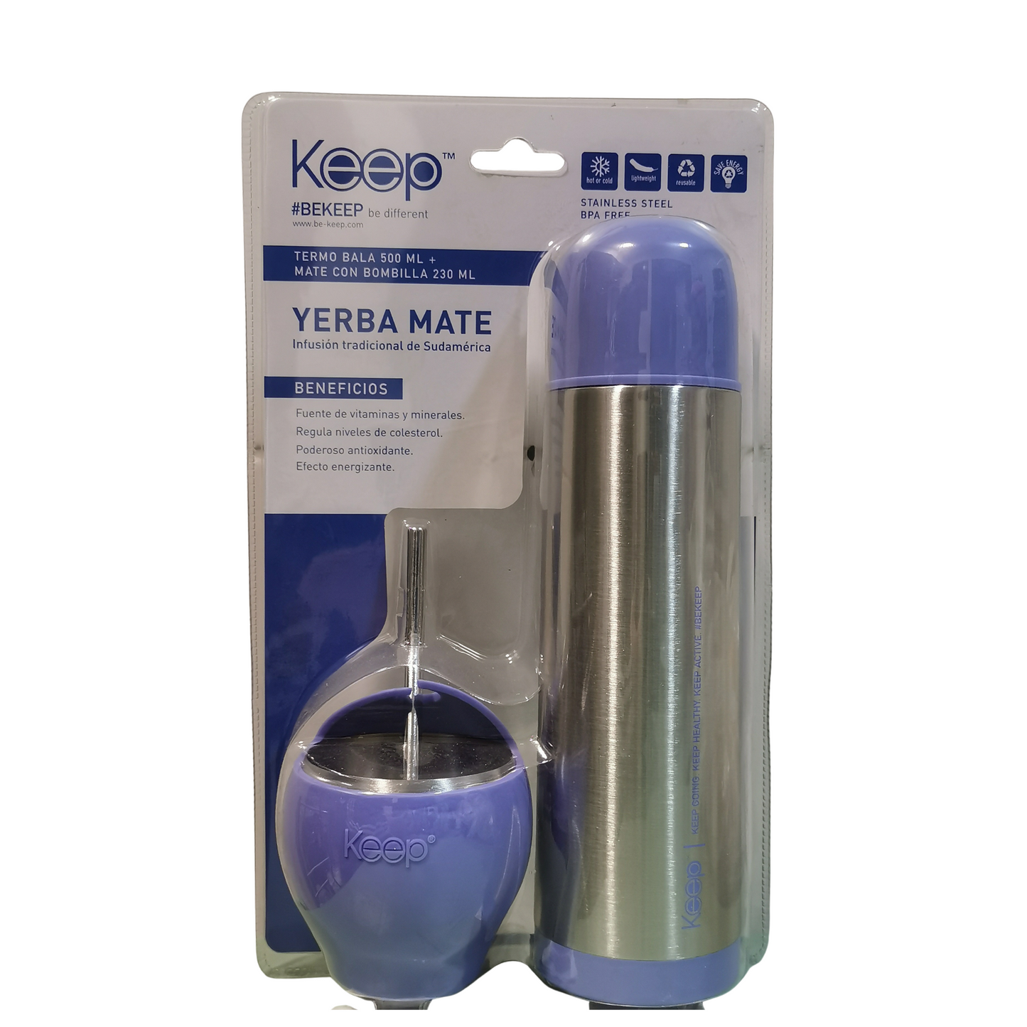 Kit Matero Keep Morado Termo 500ml+Mate