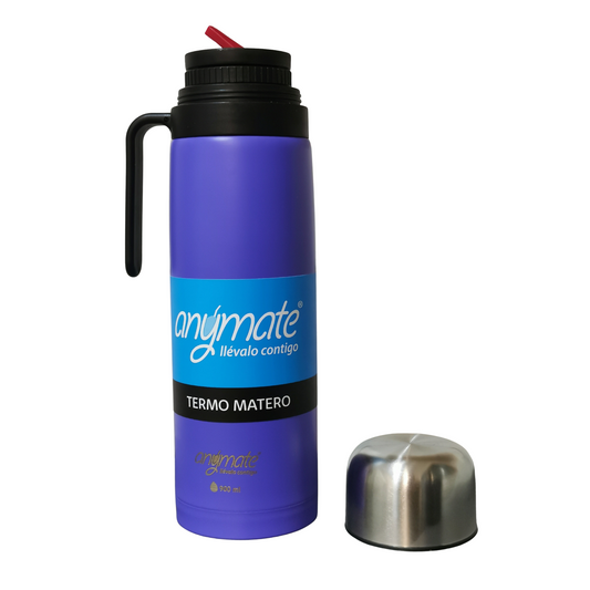 Termo Matero Anymate Morado 900ml con Mango