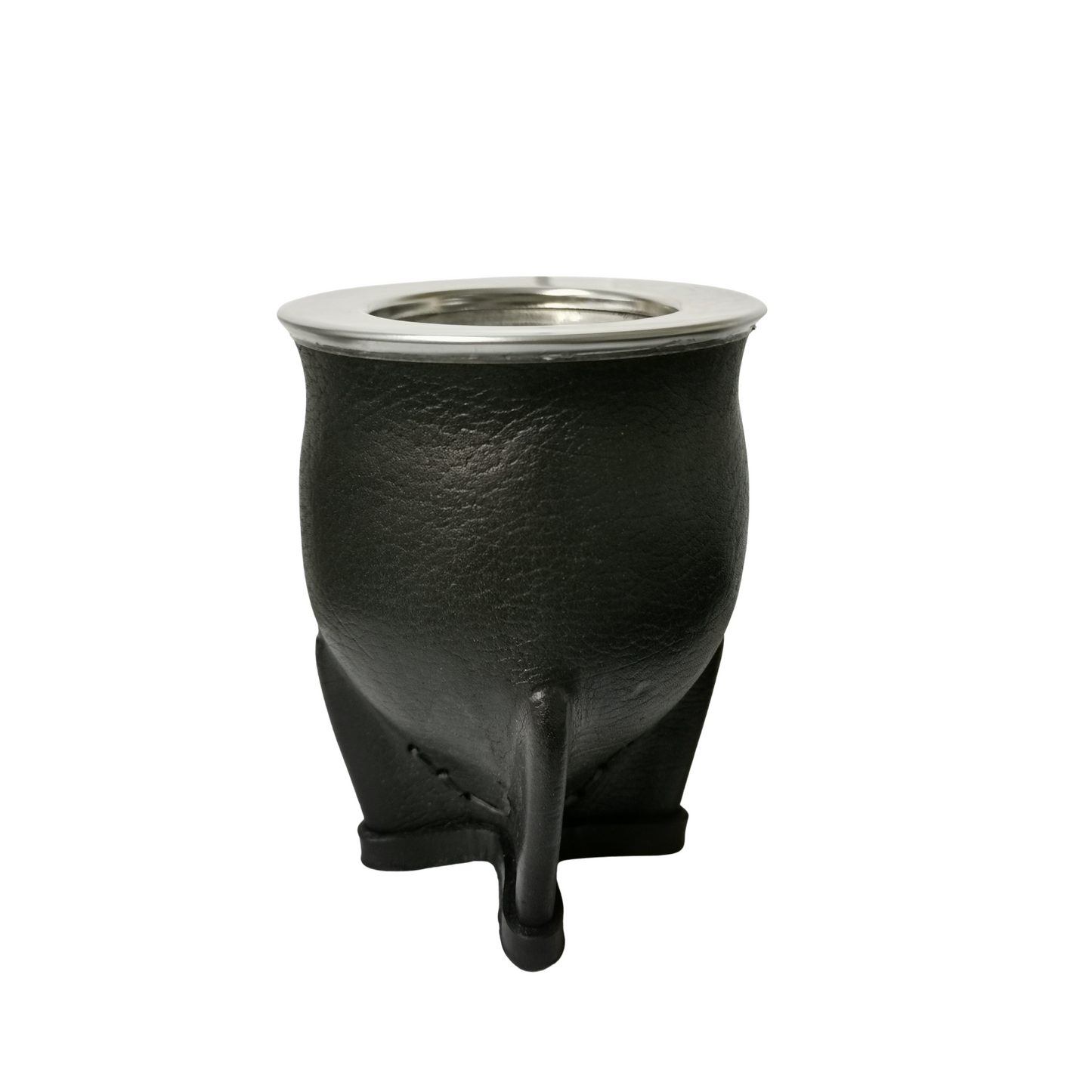 Mate Uruguayo Modelo Camionero de Acero Inoxidable Forrado en Cuero; Producto Artesanal