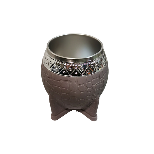 Mate Redondo Acero Inoxidable Gris Virola Cincelada 200ml