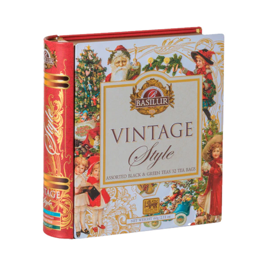 Caja Metálica Basilur Té Negro y Verde Vintage Style 32 Bolsitas