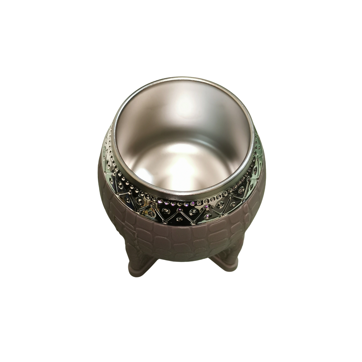Mate Redondo Acero Inoxidable Gris Virola Cincelada 200ml