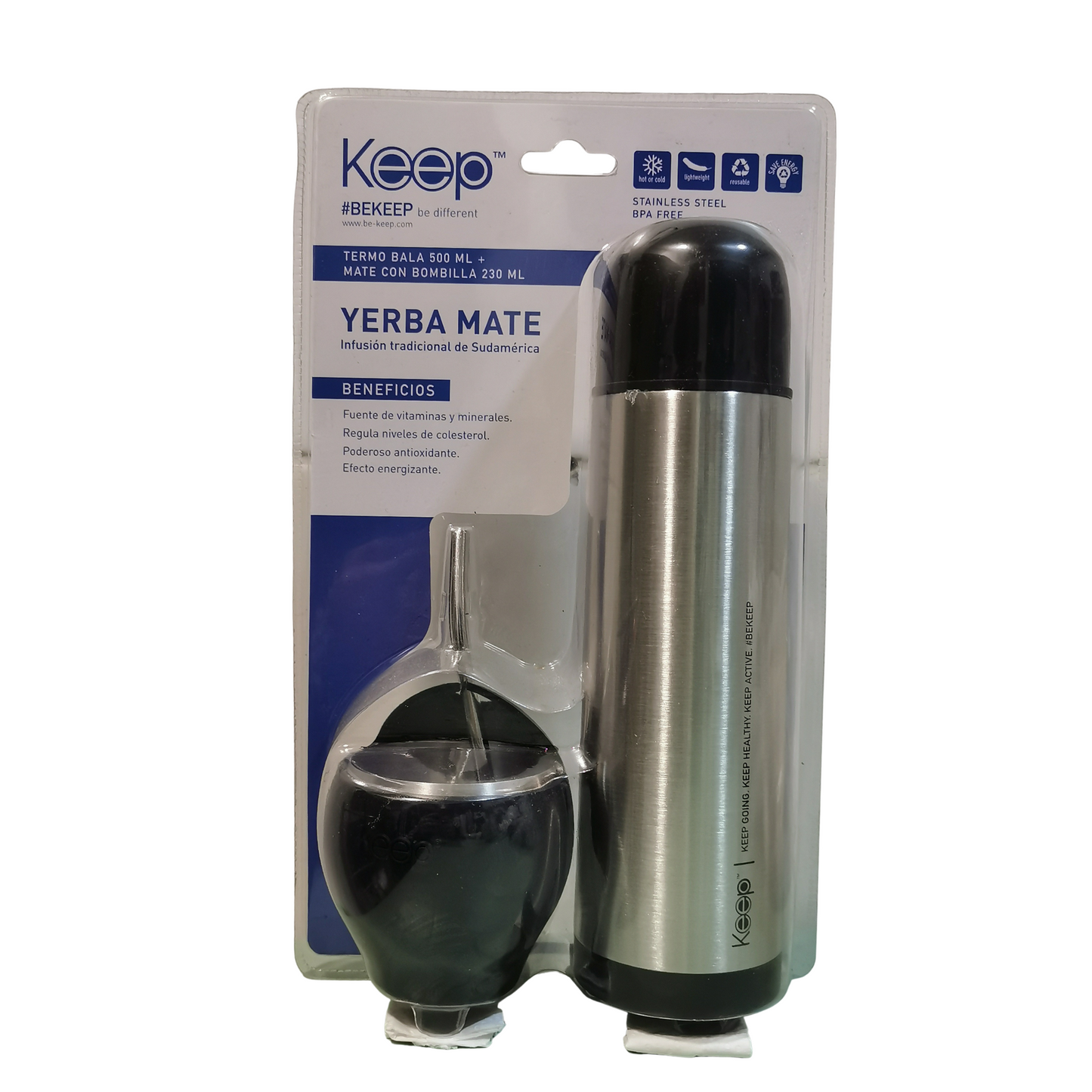Kit Matero Keep Negro Termo 500ml+Mate
