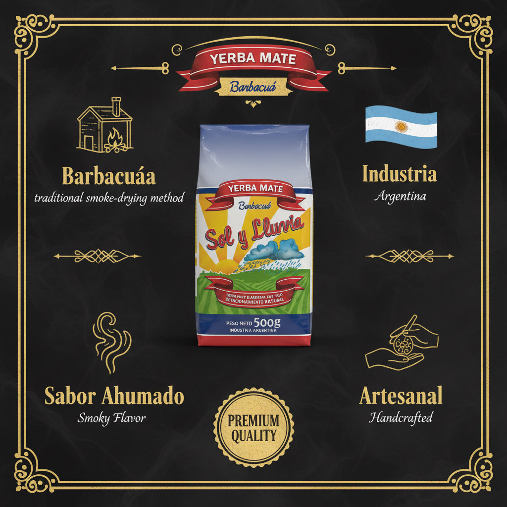 Yerba Mate Sol y Lluvia Barbacuá 500g – Sabor Ahumado Artesanal Premium - Emporio Pewmayen