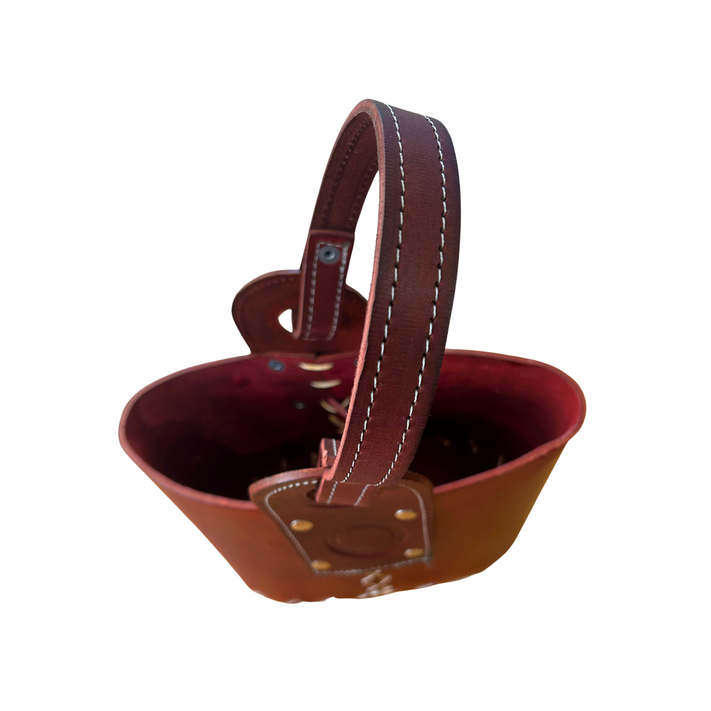 Canasto Matero Cuero Rojo Con Divisiones