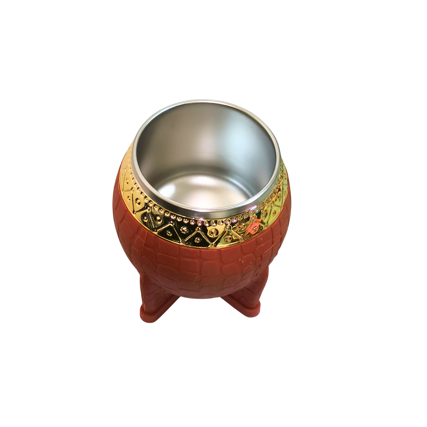 Mate Redondo Acero Inoxidable Naranjo Virola Cincelada 200ml