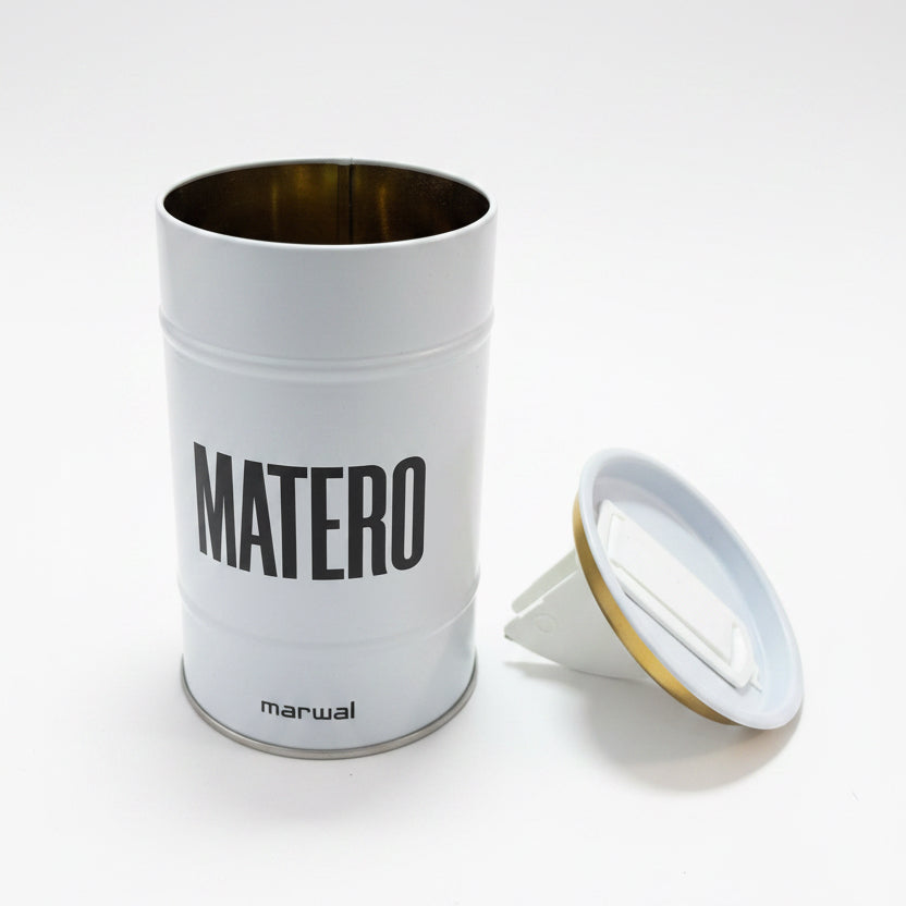 Yerbero Metálico Marwal Blanco con Boquilla Dispensadora 400g | Porta Yerba