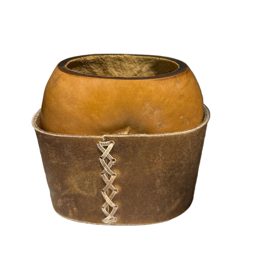 Mate Galleta de Calabaza con Base de Cuero Crudo