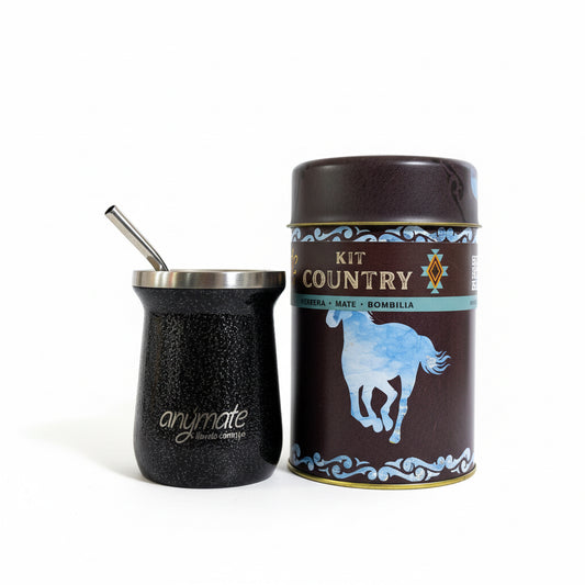 Pack Matero Country Caballo con Mate Térmico de Acero Inox 304 + Yerbero + bombilla - Emporio Pewmayen