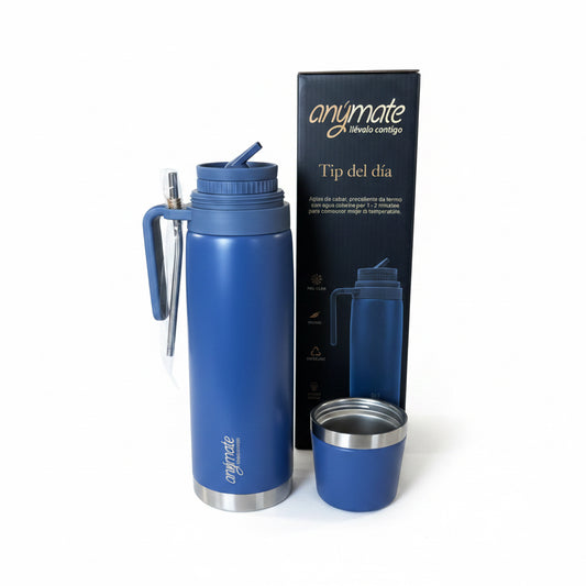 Termo Mate Anymate Azul 850 ml Acero Inoxidable - Emporio Pewmayen