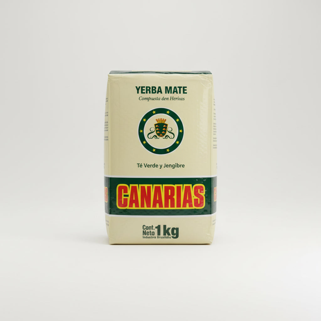 Yerba Mate Canarias Té Verde y Jengibre 1 kg – Energía Natural con Antioxidantes - Emporio Pewmayen