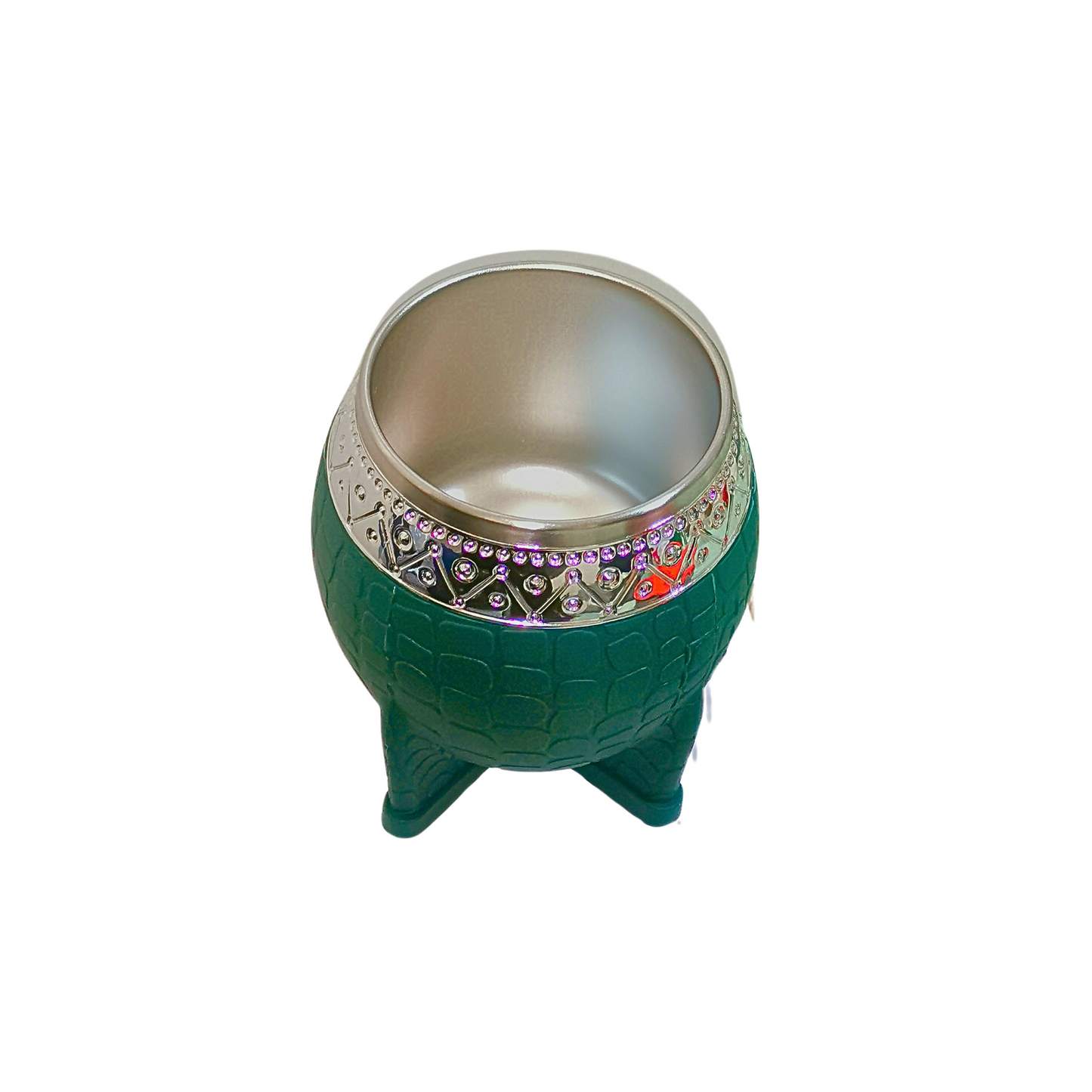 Mate Redondo Acero Inoxidable Verde Virola Cincelada 200ml