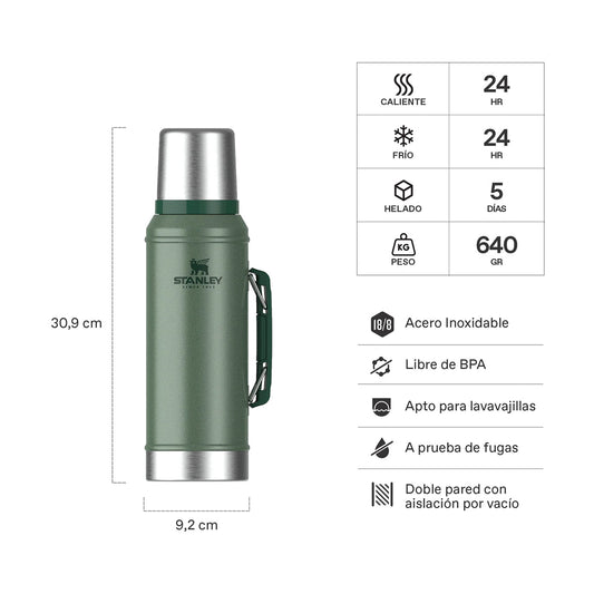 Termo Stanley Classic Legendary 1 Litro Verde Hammertone | Original para Mate