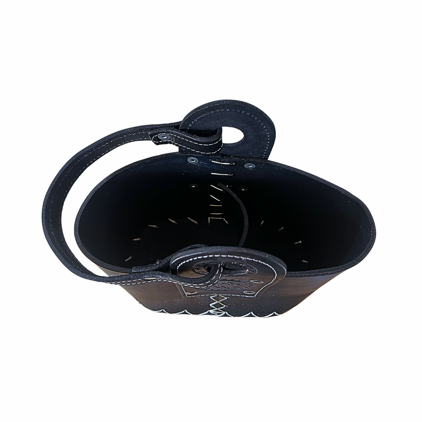 Canasto Matero Cuero Negro