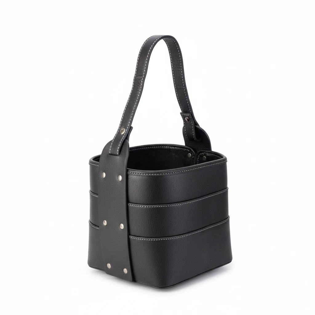 Canasto Matero Bulgaria Cuero Negro 4 espacios - Emporio Pewmayen