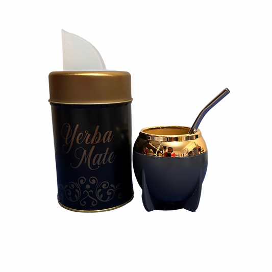 Set Matero Yerbera +Mate + Bombilla Gris