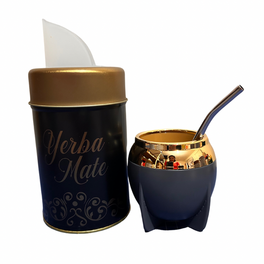 Set Matero Yerbera +Mate + Bombilla Gris