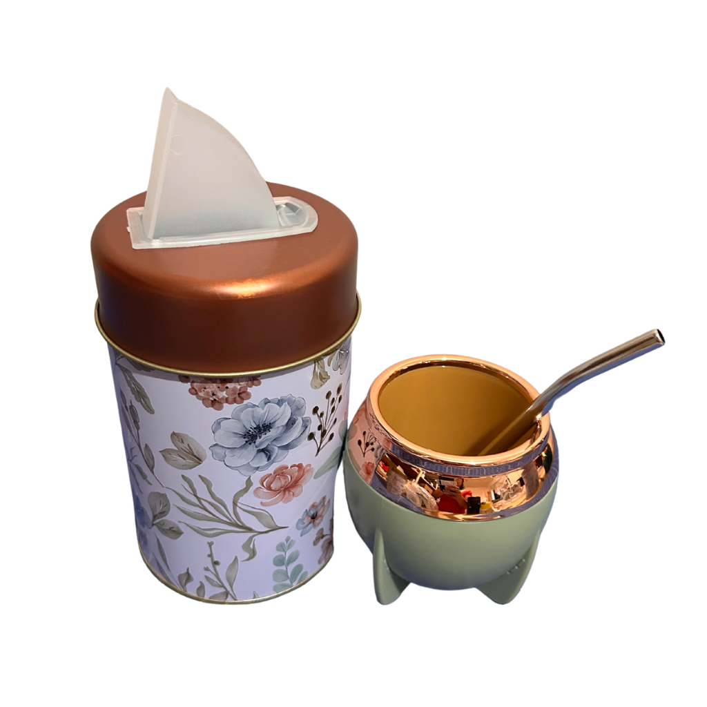 Set Matero Yerbera +Mate + Bombilla Flores
