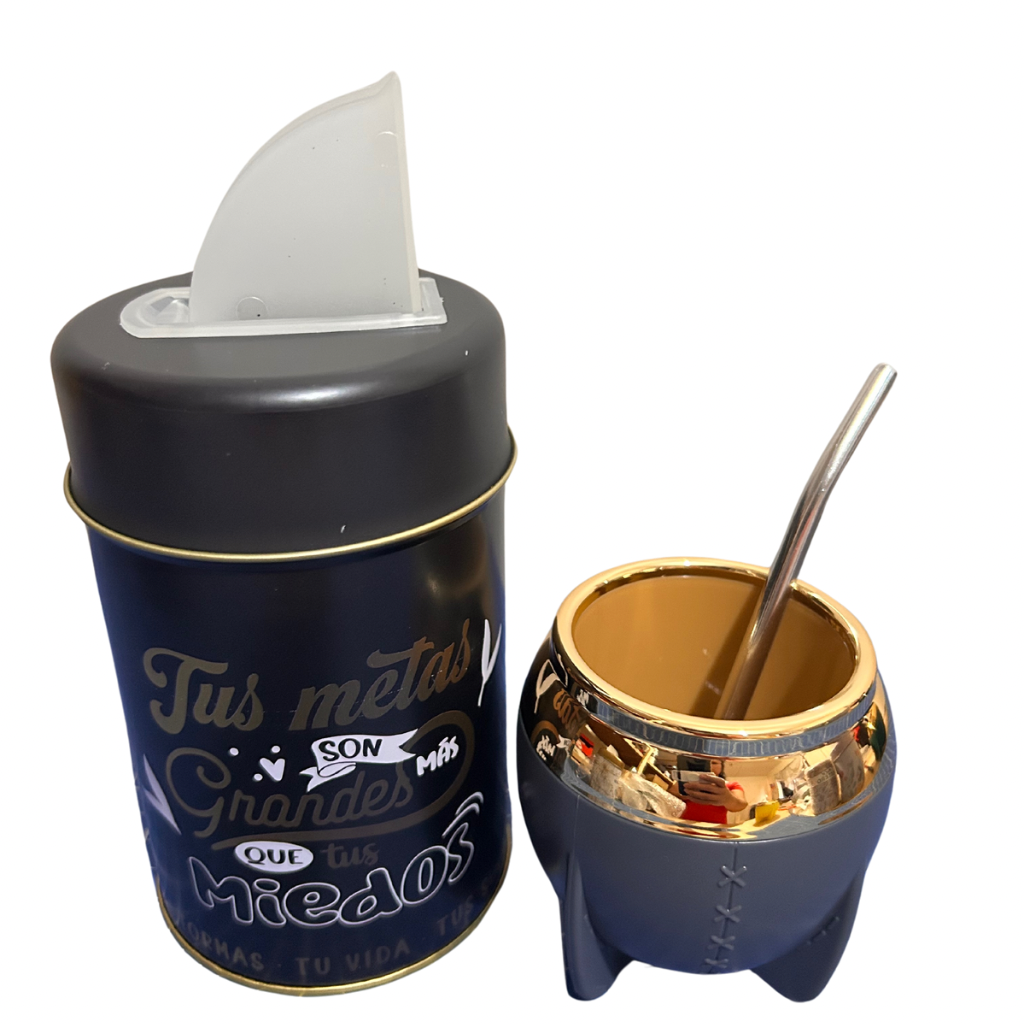 Set Matero Yerbera +Mate + Bombilla Negro