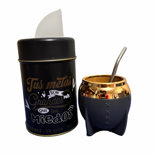 Set Matero Yerbera +Mate + Bombilla Negro