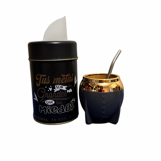 Set Matero Yerbera +Mate + Bombilla Negro