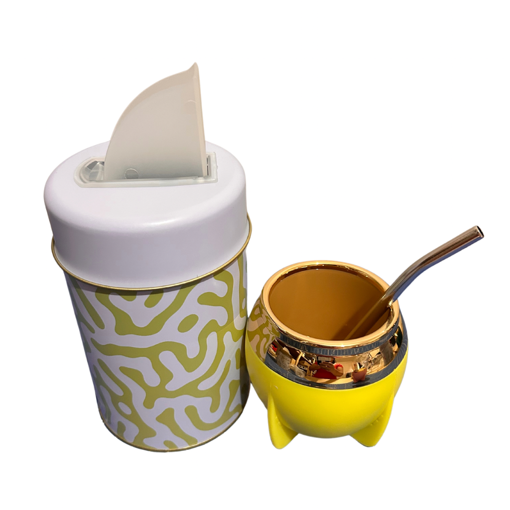 Set Matero Yerbera +Mate + Bombilla Amarillo