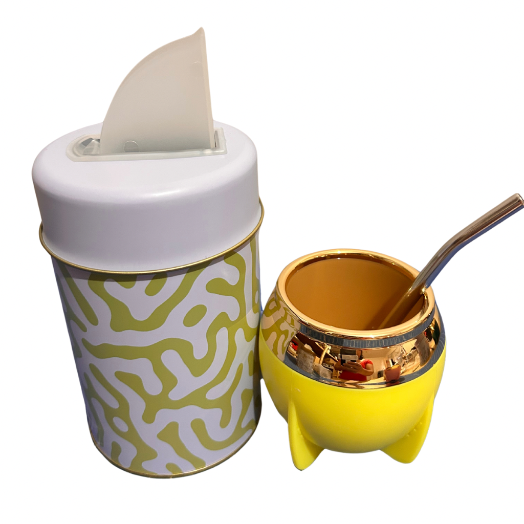 Set Matero Yerbera +Mate + Bombilla Amarillo