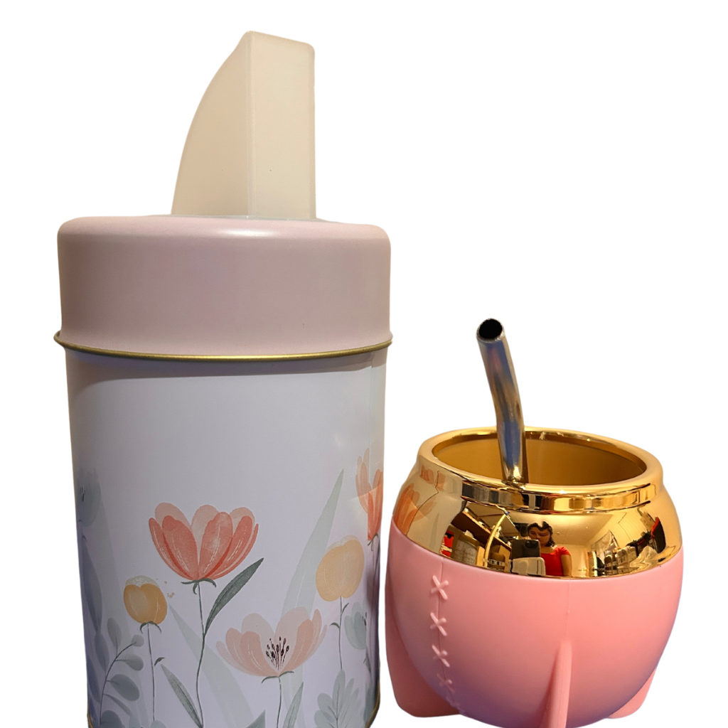 Set Matero Yerbera +Mate + Bombilla Rosado