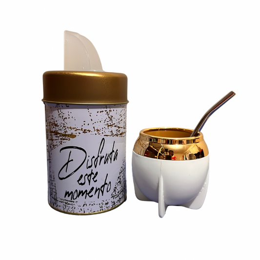 Set Matero Yerbera +Mate + Bombilla Blanco