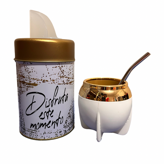 Set Matero Yerbera +Mate + Bombilla Blanco