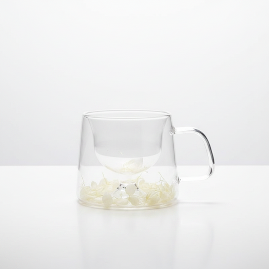 Taza de Té Doble Pared con Flores Encapsuladas 200 m - Emporio Pewmayen
