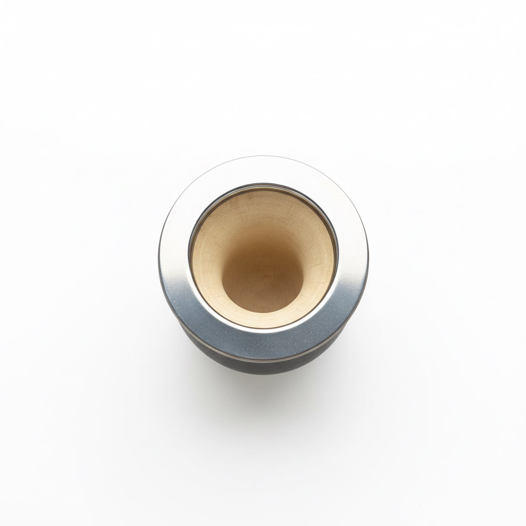 Mate Camionero Uruguayo de Calabaza Natural Forrado en Cuero con Virola de Acero Inoxidable - Emporio Pewmayen