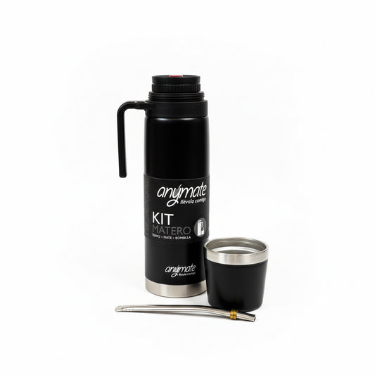 Kit Matero Anymate 1 Litro de Acero Inoxidable – Termo + Mate Térmico 160 ml + Bombilla | Set Completo para Mate - Emporio Pewmayen