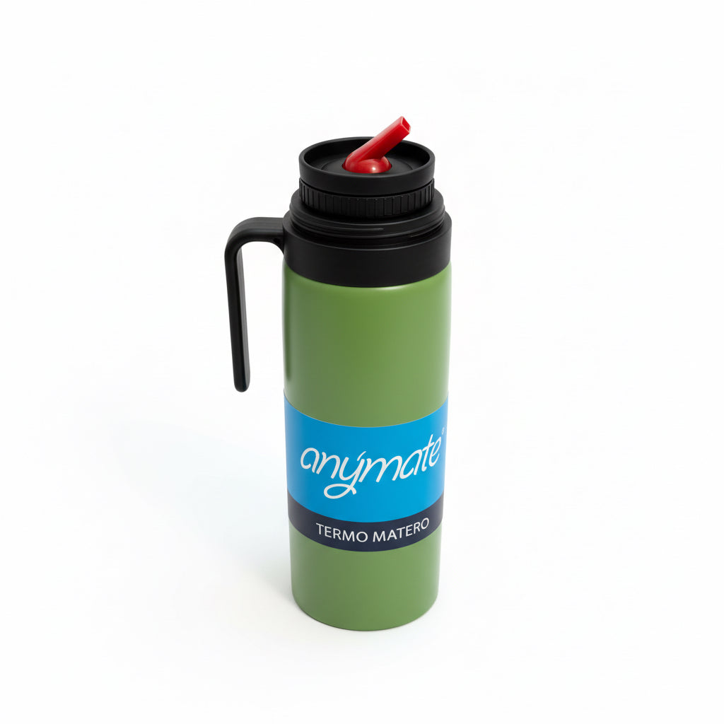 Termo Matero 900 ml con Pico Cebador y Mango | Acero Inoxidable 304 Antigoteo - Emporio Pewmayen