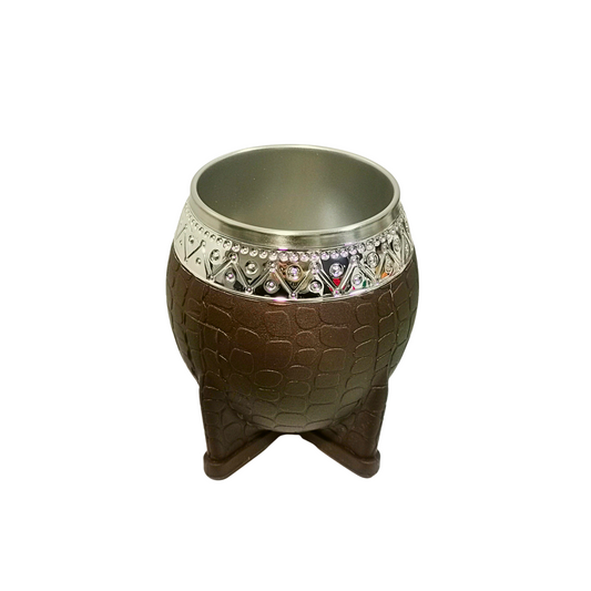 Mate Redondo Acero Inoxidable Café Virola Cincelada 200ml