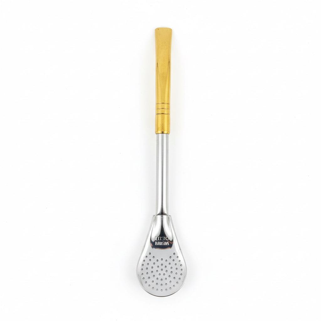 Bombilla Pico de Loro Uruguaya Acero Inoxidable con Boquilla de Bronce | Filtro Cuchara Fijo - Emporio Pewmayen