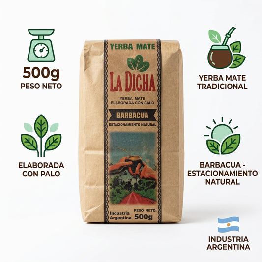 Yerba Mate La Dicha con Palo Barbacuá 500 g – Estacionamiento Natural de Misiones