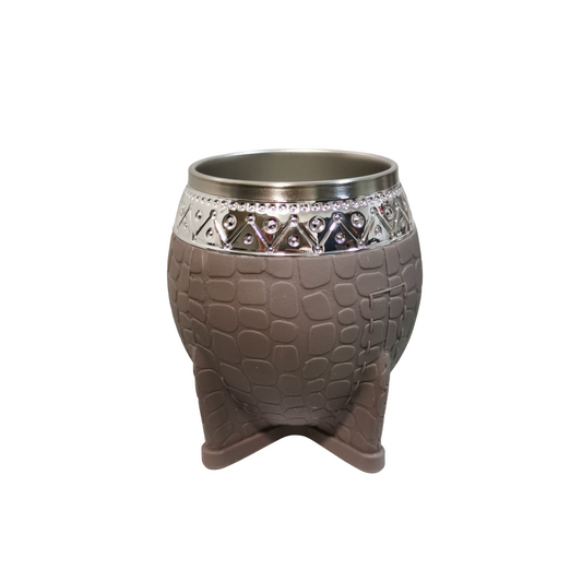 Mate Redondo Acero Inoxidable Gris Virola Cincelada 200ml