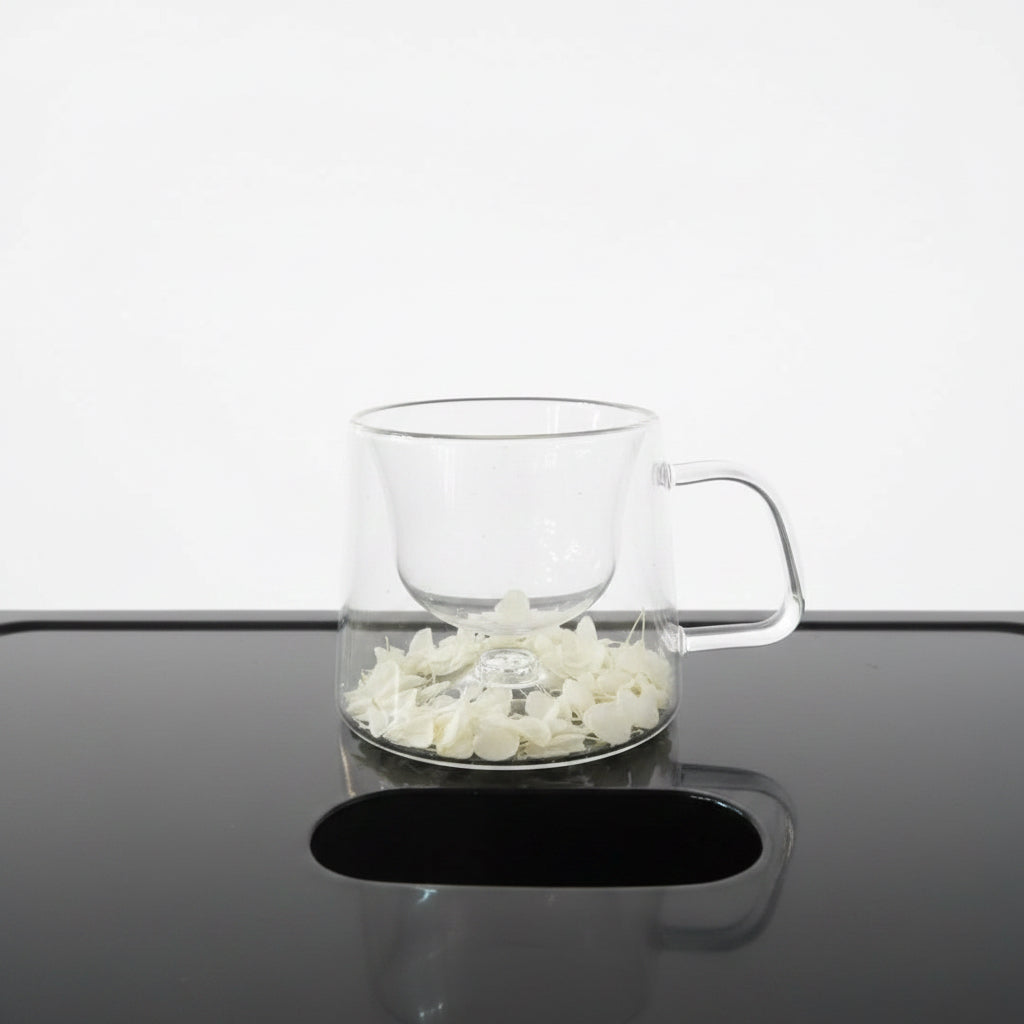 Taza de Té Doble Pared con Flores Encapsuladas 200 m - Emporio Pewmayen