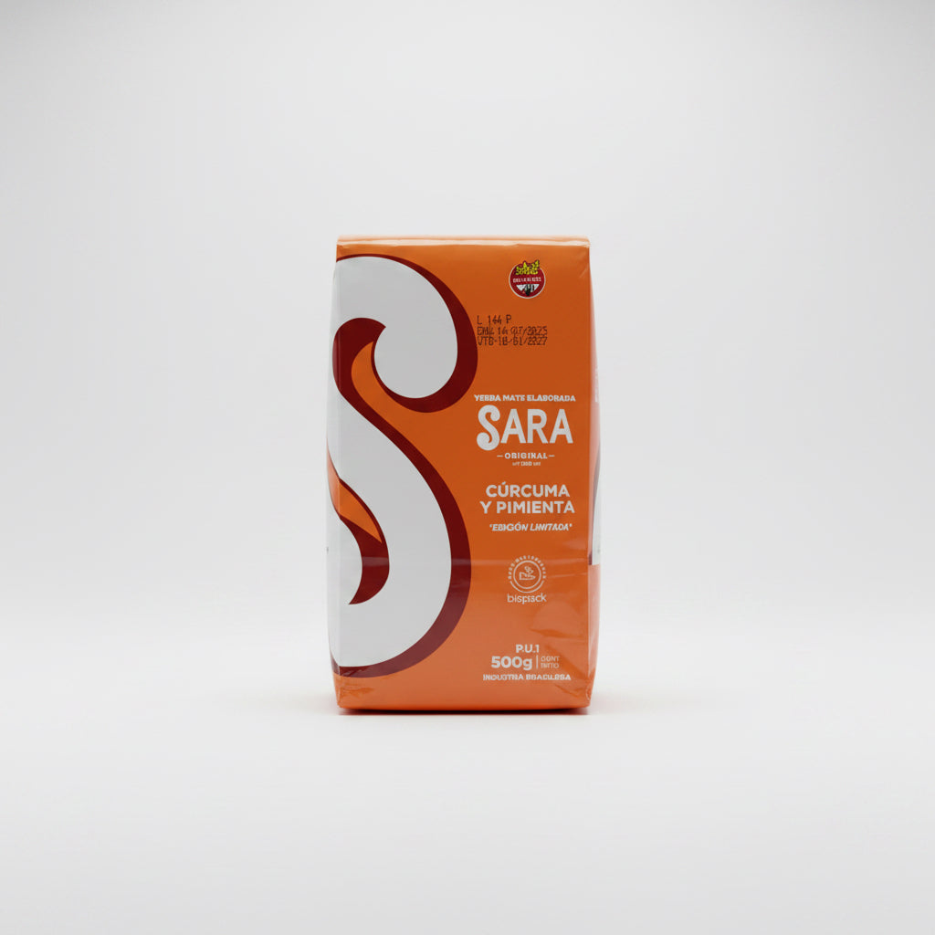 Yerba mate Sara cúrcuma y pimienta 500 g - Emporio Pewmayen