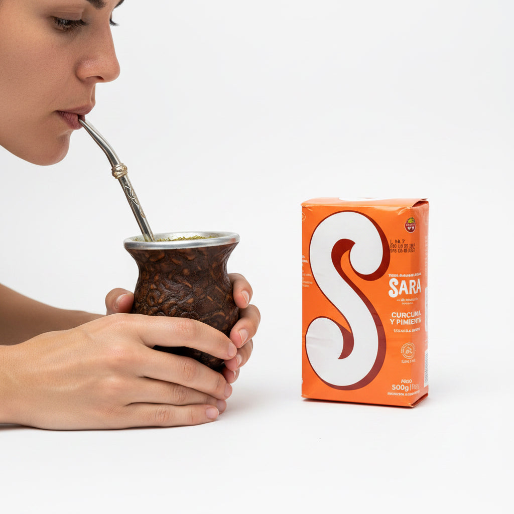 Yerba mate Sara cúrcuma y pimienta 500 g - Emporio Pewmayen