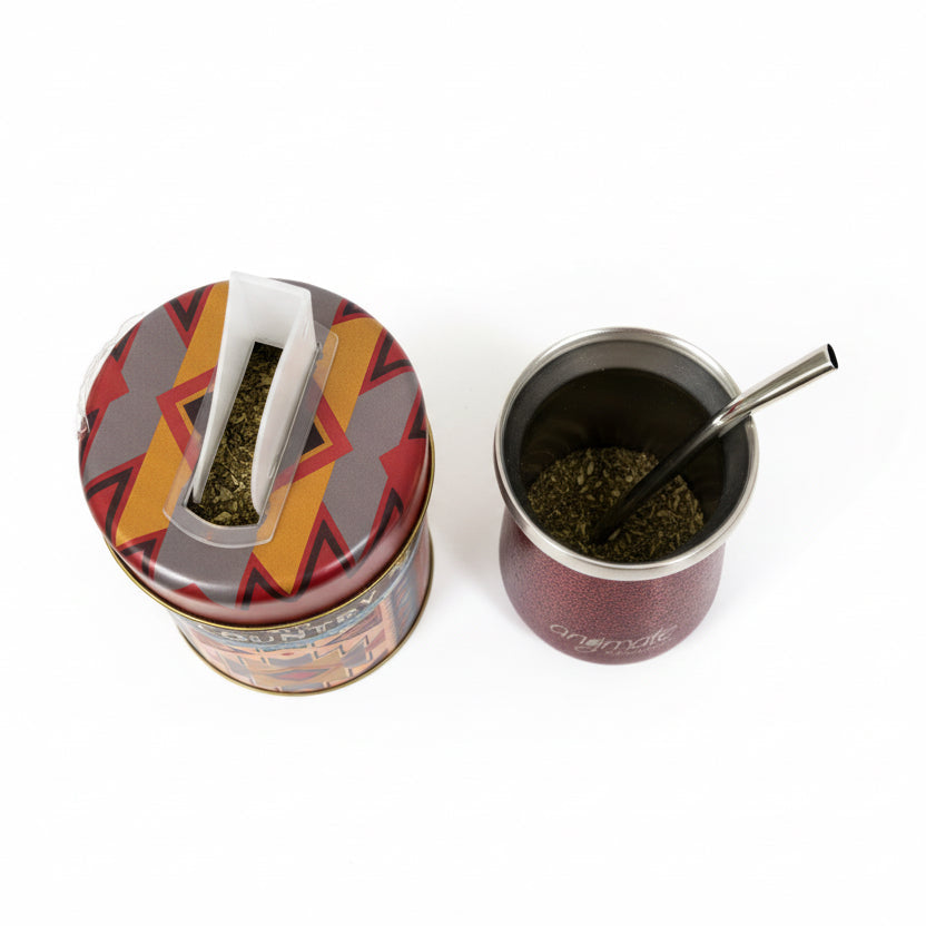 Pack Matero Country con Mate Rojo Térmico de Acero Inox 304 + Yerbero + bombilla - Emporio Pewmayen
