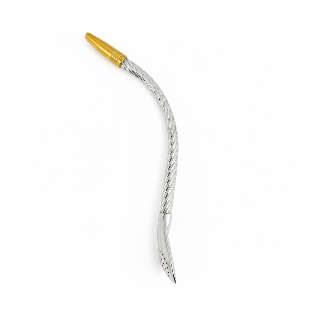 Bombilla Pico de Loro Alpaca Brasileña 19 cm – Filtro Cuchara y Boquilla Dorada