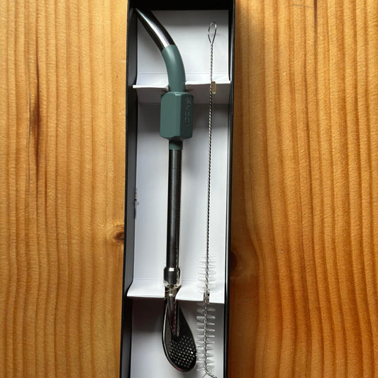 Bombilla Andino de Acero Inoxidable Verde + Limpiador y Caja