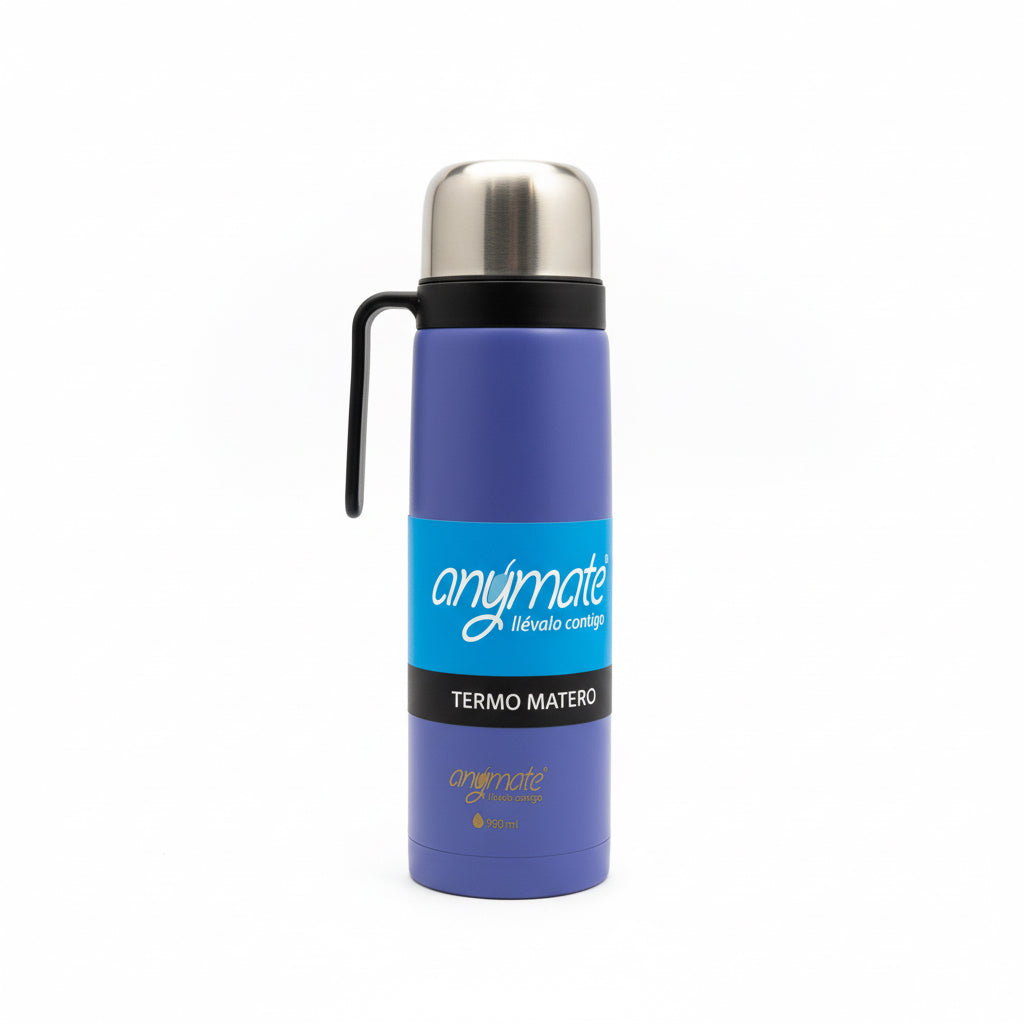Termo Matero 900 ml con Pico Cebador y Mango | Acero Inoxidable 304 Antigoteo - Emporio Pewmayen