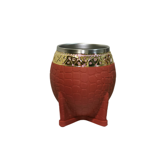 Mate Redondo Acero Inoxidable Naranjo Virola Cincelada 200ml