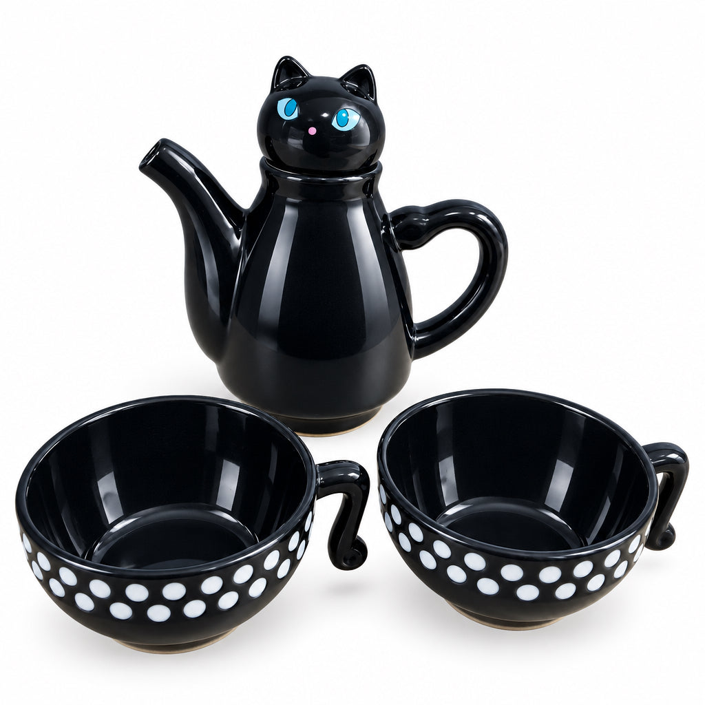 Set para Té | Tetera Gato con 2 Tazas e Infusor